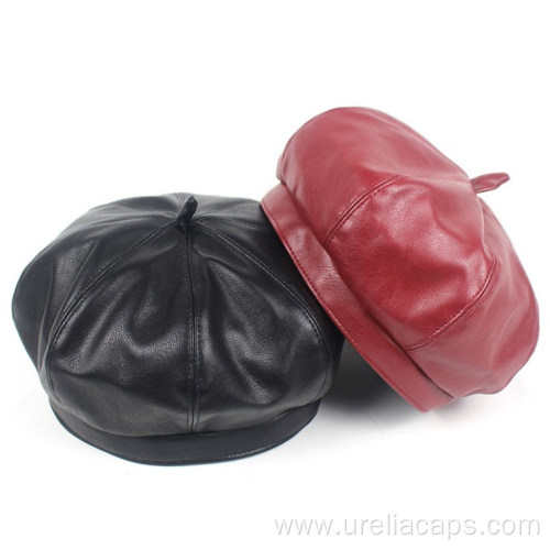 PU leather waterproof beret